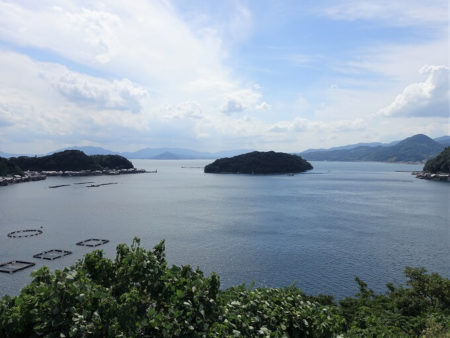 道の駅から見下ろす青島方面の写真