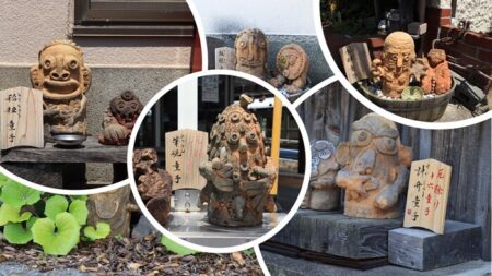 厄除け街道沿いに置かれている十六童子の写真